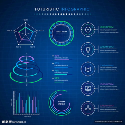 藍色科技風數據信息圖設計 信息技術咨詢服務的視覺呈現